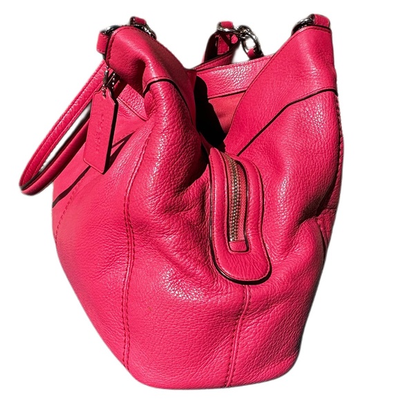 COACH LEXY Pink Oxblood Pebbled Leather Shoulder Tote Like Butter Soft 14x11x5D - Picture 2 of 16